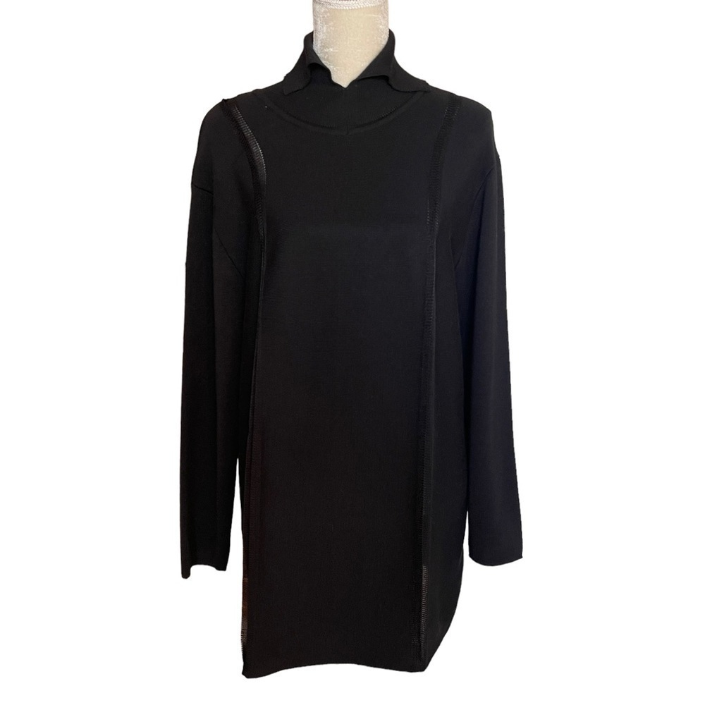 Gliv Made in Italy Merino Wool Black Sweater Tunic Top Women’s Size L